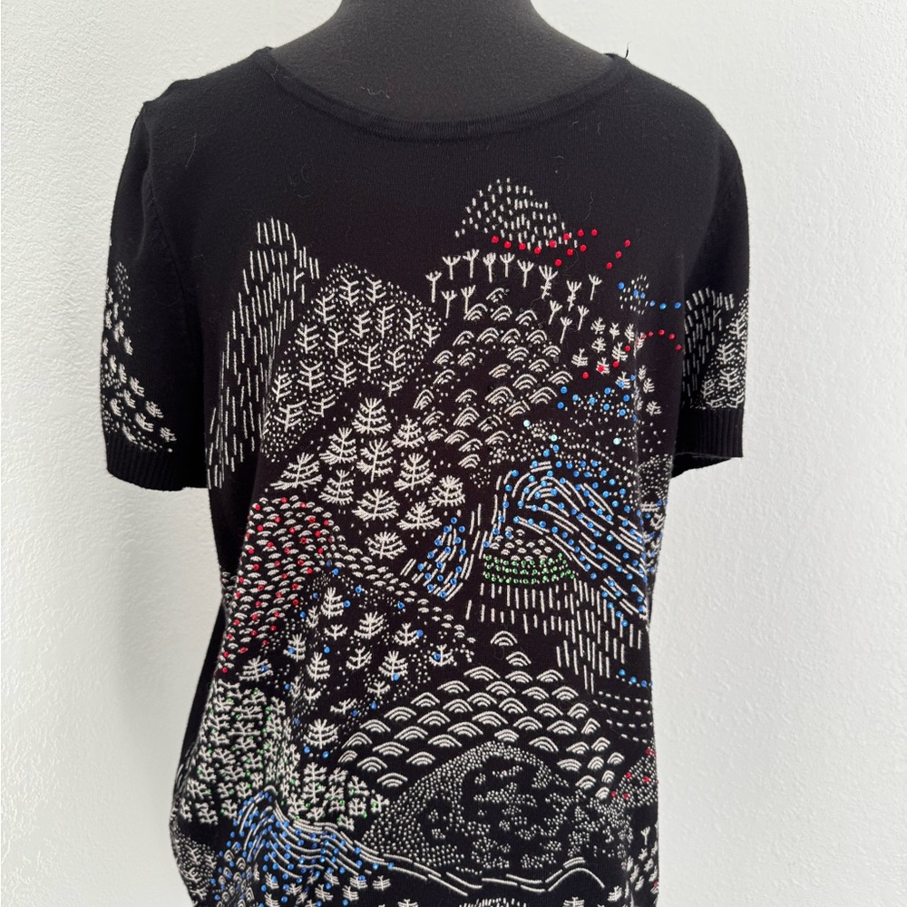 Leo and Ugo. Black Patterned Women's Top sequins size 4